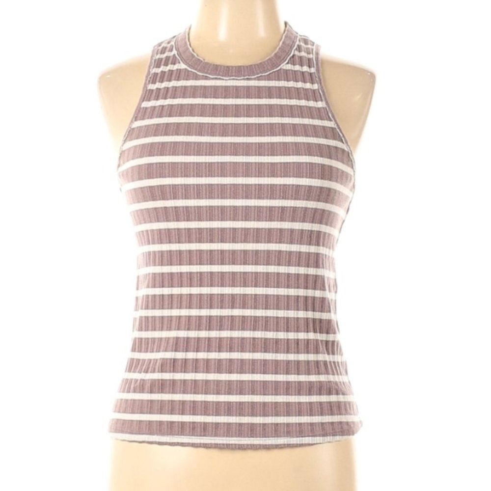 Free People Neutral Striped Racer Top - Picture 2 of 3